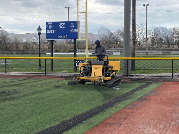 Turf Replacement Underway at Carteret’s Veterans Baseball Field  and Mustillo Softball Field after Damage from Hurricane Ida